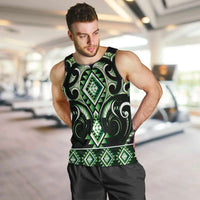 Green Ngaru Taniko With Aotearoa Maori Tattoo Men Tank Top LT14 Green - Polynesian Pride