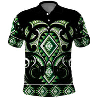 Green Ngaru Taniko With Aotearoa Maori Tattoo Polo Shirt