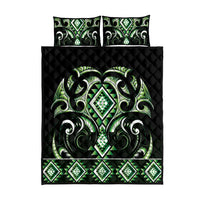 Green Ngaru Taniko With Aotearoa Maori Tattoo Quilt Bed Set LT14 - Polynesian Pride