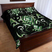 Green Ngaru Taniko With Aotearoa Maori Tattoo Quilt Bed Set LT14 - Polynesian Pride