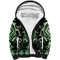 Green Ngaru Taniko With Aotearoa Maori Tattoo Sherpa Hoodie LT14 Unisex Green - Polynesian Pride