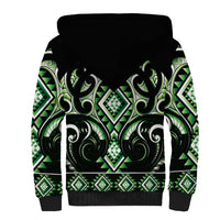 Green Ngaru Taniko With Aotearoa Maori Tattoo Sherpa Hoodie LT14 - Polynesian Pride