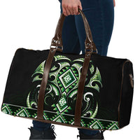 Green Ngaru Taniko With Aotearoa Maori Tattoo Travel Bag - Polynesian Pride