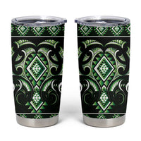 Green Ngaru Taniko With Aotearoa Maori Tattoo Tumbler Cup LT14 Green - Polynesian Pride
