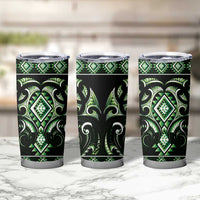 Green Ngaru Taniko With Aotearoa Maori Tattoo Tumbler Cup LT14 - Polynesian Pride