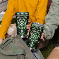 Green Ngaru Taniko With Aotearoa Maori Tattoo Tumbler Cup LT14 - Polynesian Pride