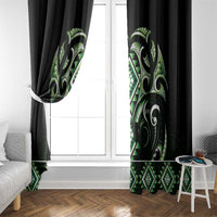 Green Ngaru Taniko With Aotearoa Maori Tattoo Window Curtain LT14 - Polynesian Pride