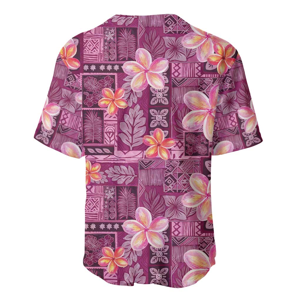 Pink Hawaii Plumeria With Tropical Flowers Motifs Baseball Jersey