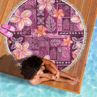 Pink Hawaii Plumeria With Tropical Flowers Motifs Beach Blanket LT14 - Polynesian Pride