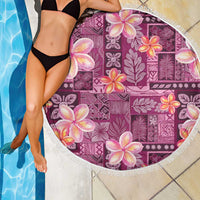 Pink Hawaii Plumeria With Tropical Flowers Motifs Beach Blanket LT14 - Polynesian Pride