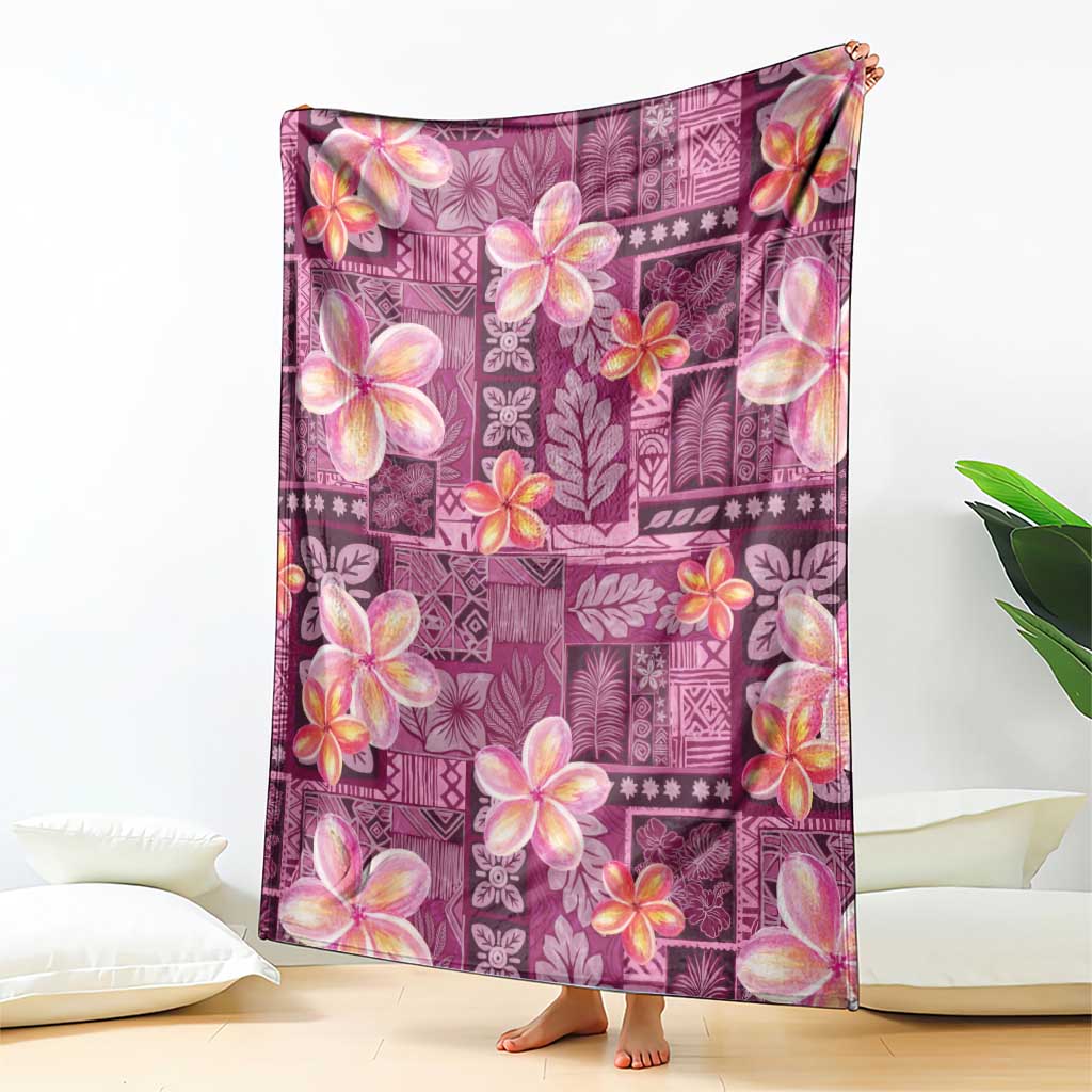 Pink Hawaii Plumeria With Tropical Flowers Motifs Blanket LT14 - Polynesian Pride