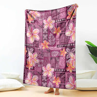 Pink Hawaii Plumeria With Tropical Flowers Motifs Blanket LT14 - Polynesian Pride