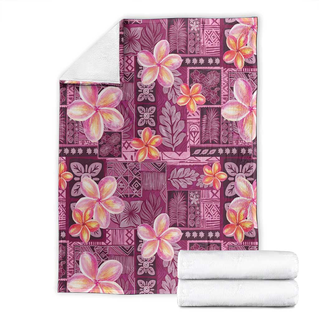 Pink Hawaii Plumeria With Tropical Flowers Motifs Blanket LT14 - Polynesian Pride