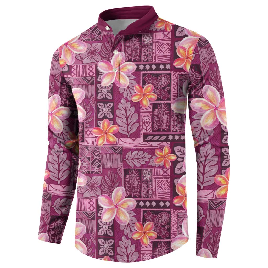 Pink Hawaii Plumeria With Tropical Flowers Motifs Button Sweatshirt LT14 - Polynesian Pride