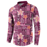 Pink Hawaii Plumeria With Tropical Flowers Motifs Button Sweatshirt LT14 - Polynesian Pride