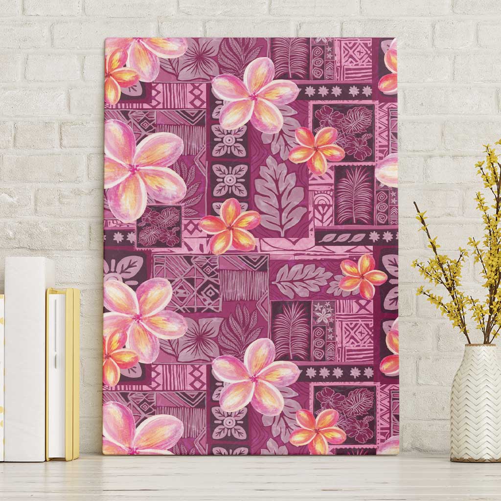 Pink Hawaii Plumeria With Tropical Flowers Motifs Canvas Wall Art LT14 Without Frame Pink - Polynesian Pride