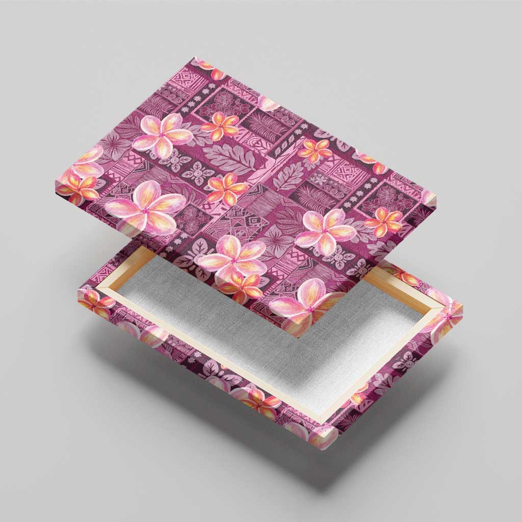 Pink Hawaii Plumeria With Tropical Flowers Motifs Canvas Wall Art LT14 - Polynesian Pride