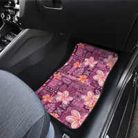 Pink Hawaii Plumeria With Tropical Flowers Motifs Car Mats