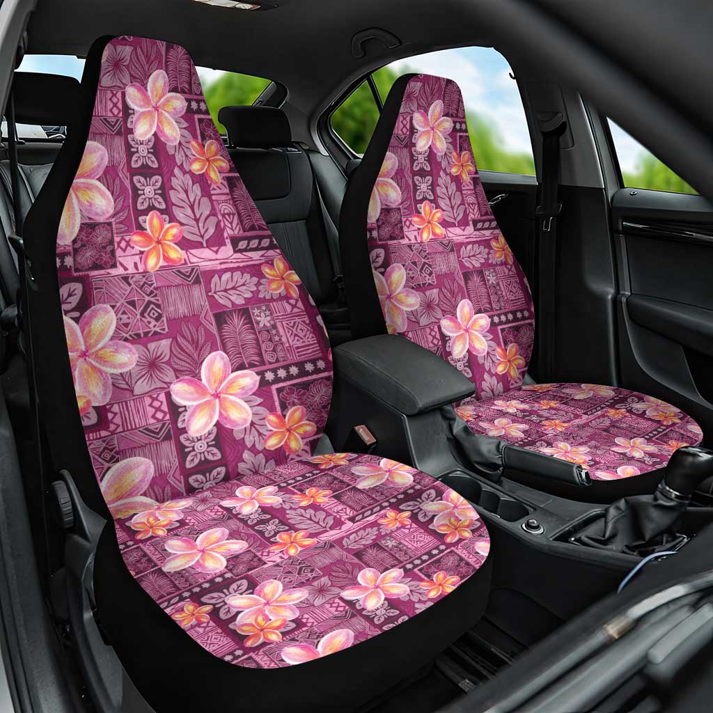 Pink Hawaii Plumeria With Tropical Flowers Motifs Car Seat Cover
