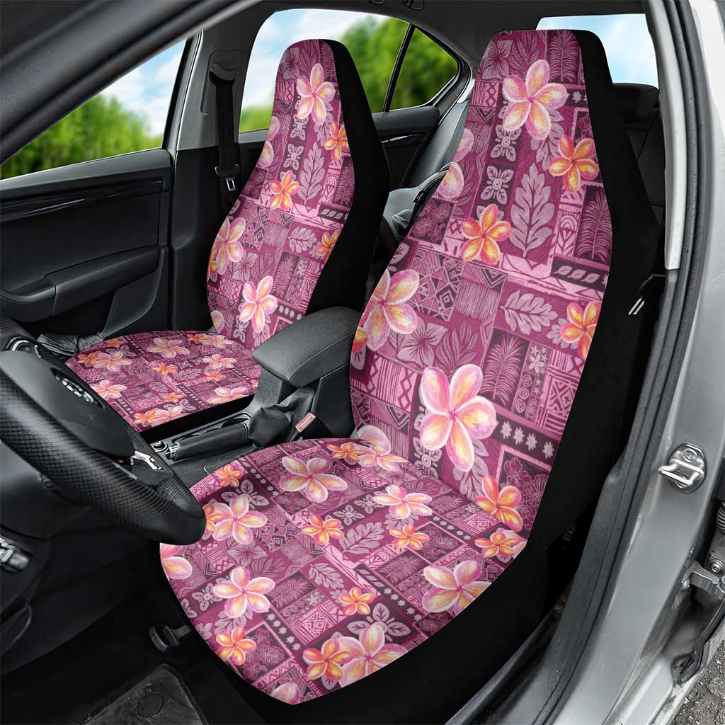 Pink Hawaii Plumeria With Tropical Flowers Motifs Car Seat Cover