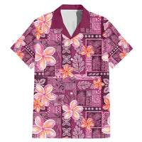 Pink Hawaii Plumeria With Tropical Flowers Motifs Family Matching Mermaid Dress and Hawaiian Shirt