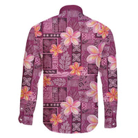 Pink Hawaii Plumeria With Tropical Flowers Motifs Family Matching Short Sleeve Bodycon Dress and Hawaiian Shirt