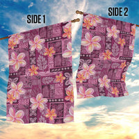 Pink Hawaii Plumeria With Tropical Flowers Motifs Garden Flag