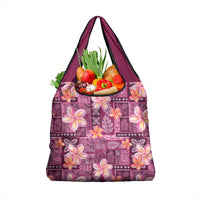 Pink Hawaii Plumeria With Tropical Flowers Motifs Grocery Bag LT14 1-pack One Size Pink - Polynesian Pride
