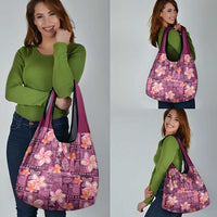 Pink Hawaii Plumeria With Tropical Flowers Motifs Grocery Bag LT14 - Polynesian Pride