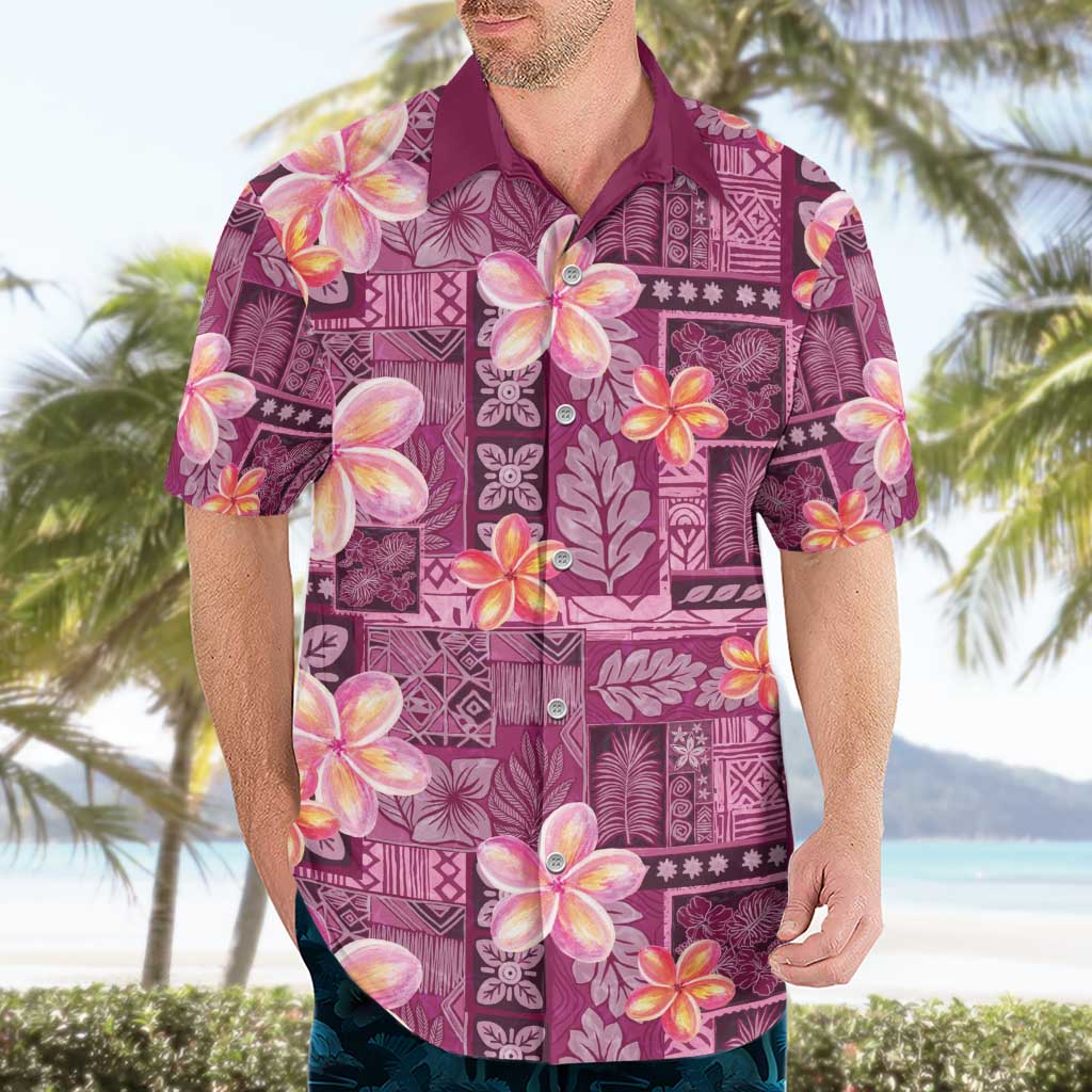 Pink Hawaii Plumeria With Tropical Flowers Motifs Hawaiian Shirt LT14 - Polynesian Pride