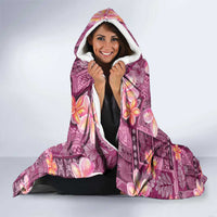 Pink Hawaii Plumeria With Tropical Flowers Motifs Hooded Blanket LT14 - Polynesian Pride