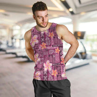 Pink Hawaii Plumeria With Tropical Flowers Motifs Men Tank Top LT14 Pink - Polynesian Pride
