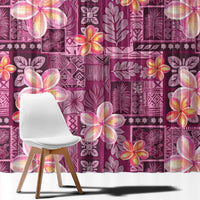 Pink Hawaii Plumeria With Tropical Flowers Motifs Window Curtain LT14 - Polynesian Pride