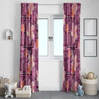 Pink Hawaii Plumeria With Tropical Flowers Motifs Window Curtain LT14 - Polynesian Pride