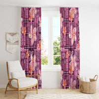 Pink Hawaii Plumeria With Tropical Flowers Motifs Window Curtain LT14 - Polynesian Pride