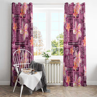 Pink Hawaii Plumeria With Tropical Flowers Motifs Window Curtain LT14 - Polynesian Pride