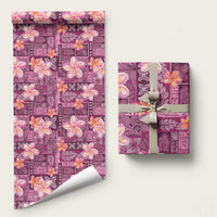 Pink Hawaii Plumeria With Tropical Flowers Motifs Wrapping Paper LT14 58" × 23" Pink - Polynesian Pride