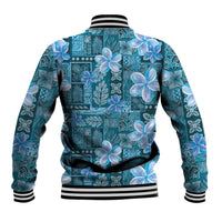 Cyan Hawaii Plumeria With Tropical Flowers Motifs Baseball Jacket LT14 - Polynesian Pride