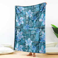 Cyan Hawaii Plumeria With Tropical Flowers Motifs Blanket LT14 - Polynesian Pride