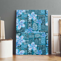 Cyan Hawaii Plumeria With Tropical Flowers Motifs Canvas Wall Art LT14 - Polynesian Pride