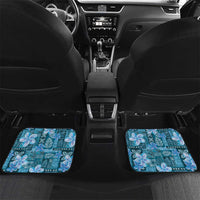 Cyan Hawaii Plumeria With Tropical Flowers Motifs Car Mats