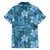 Cyan Hawaii Plumeria With Tropical Flowers Motifs Family Matching Off The Shoulder Long Sleeve Dress and Hawaiian Shirt