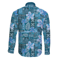 Cyan Hawaii Plumeria With Tropical Flowers Motifs Family Matching Puletasi and Hawaiian Shirt
