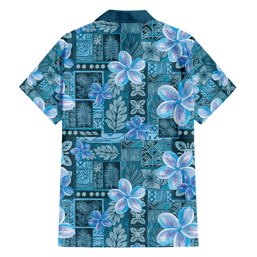 Cyan Hawaii Plumeria With Tropical Flowers Motifs Hawaiian Shirt LT14 - Polynesian Pride