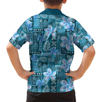 Cyan Hawaii Plumeria With Tropical Flowers Motifs Hawaiian Shirt LT14 - Polynesian Pride