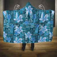 Cyan Hawaii Plumeria With Tropical Flowers Motifs Hooded Blanket LT14 - Polynesian Pride