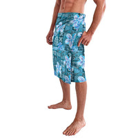 Cyan Hawaii Plumeria With Tropical Flowers Motifs Lavalava