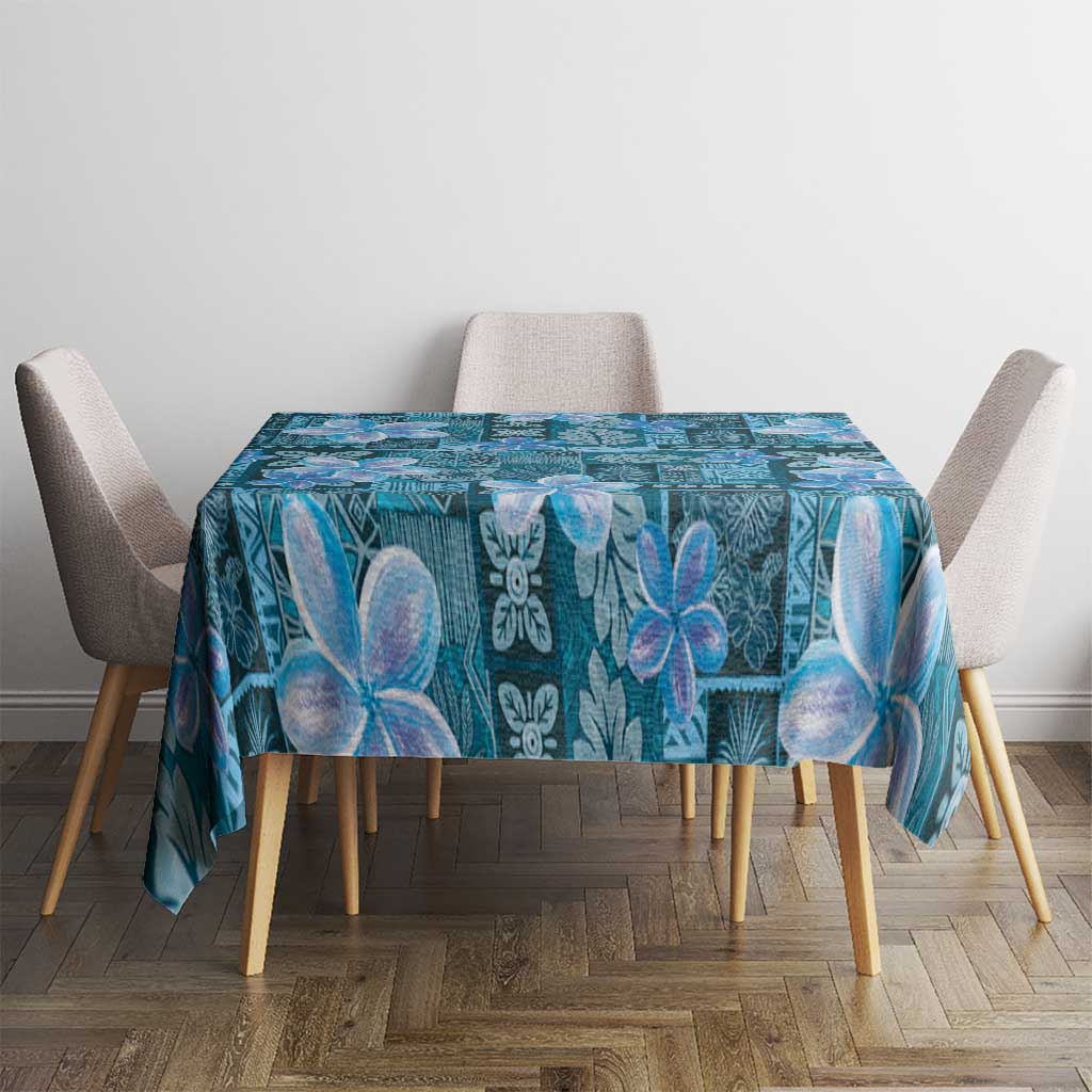 Cyan Hawaii Plumeria With Tropical Flowers Motifs Tablecloth LT14 - Polynesian Pride