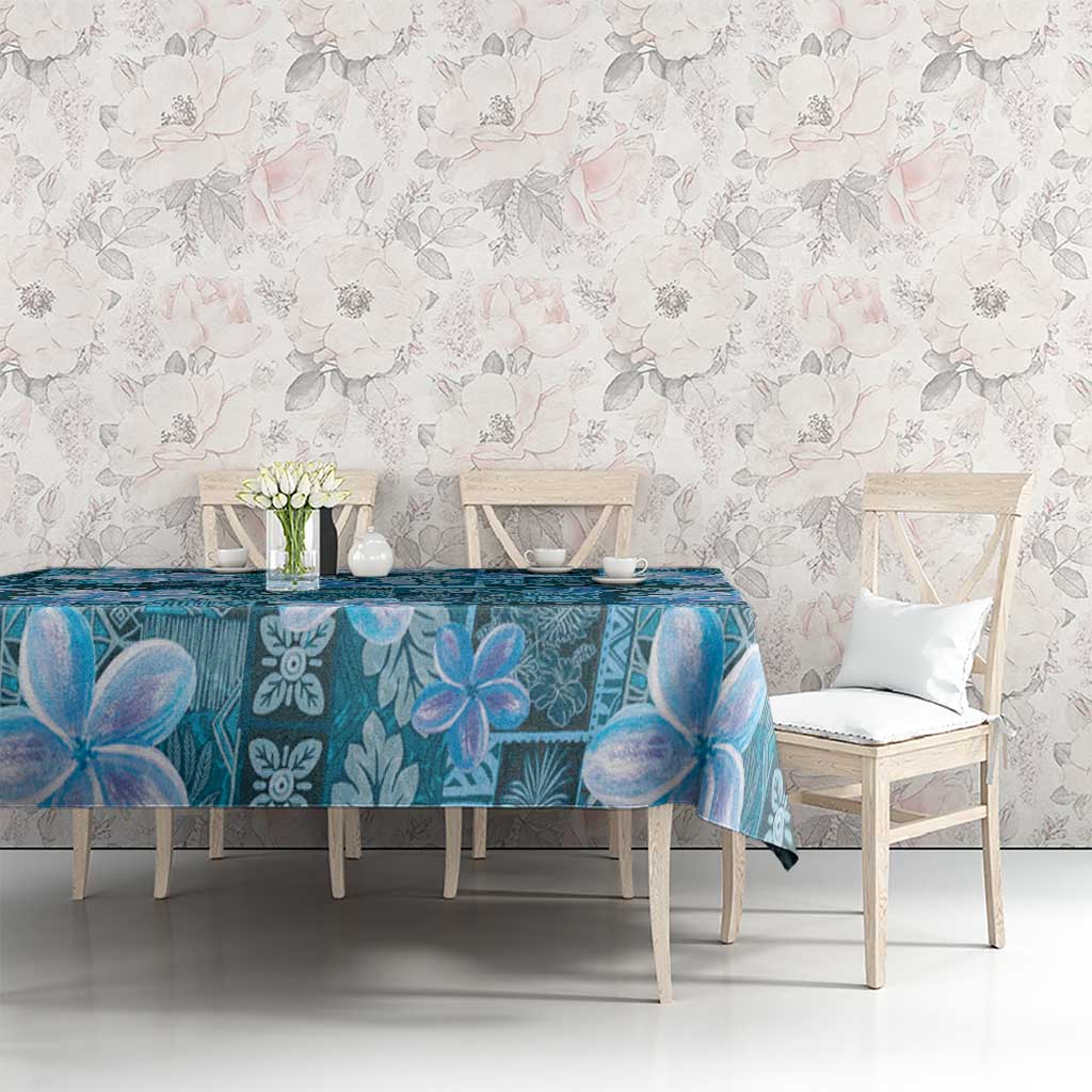 Cyan Hawaii Plumeria With Tropical Flowers Motifs Tablecloth LT14 - Polynesian Pride