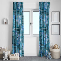 Cyan Hawaii Plumeria With Tropical Flowers Motifs Window Curtain LT14 - Polynesian Pride